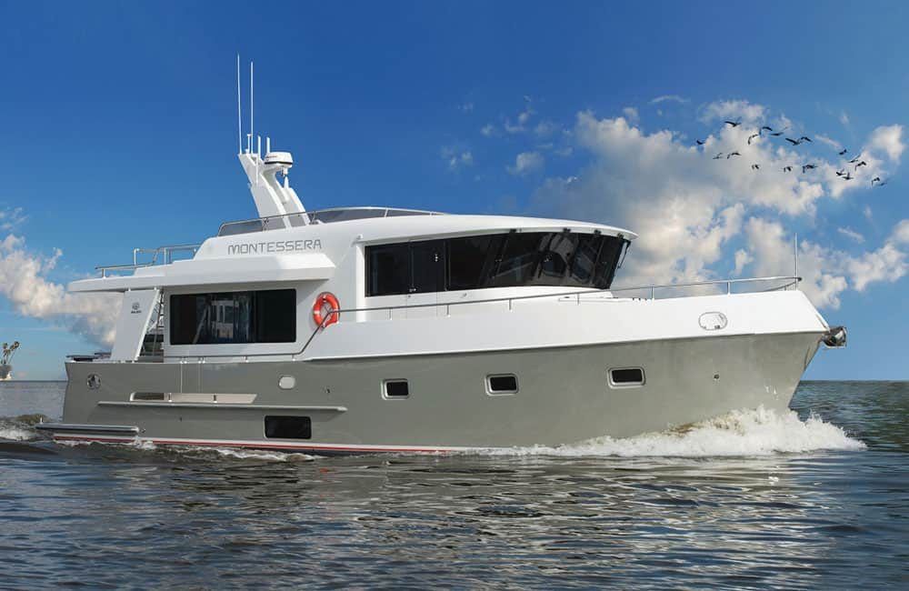 Motor yacht used during RotorSwing roll damping tests