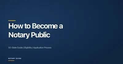 How to Become a Notary Public: hero image showing application checklist icon with the Notary Guide brand
