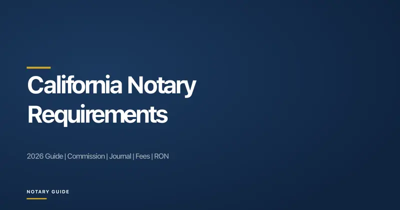 California Notary Requirements: hero image showing California state seal icon with the Notary Guide brand