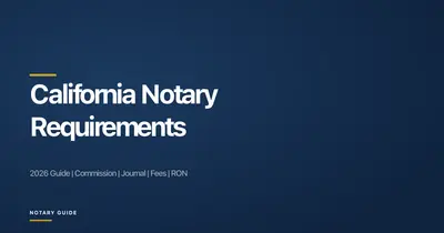 California Notary Requirements: hero image showing California state seal icon with the Notary Guide brand