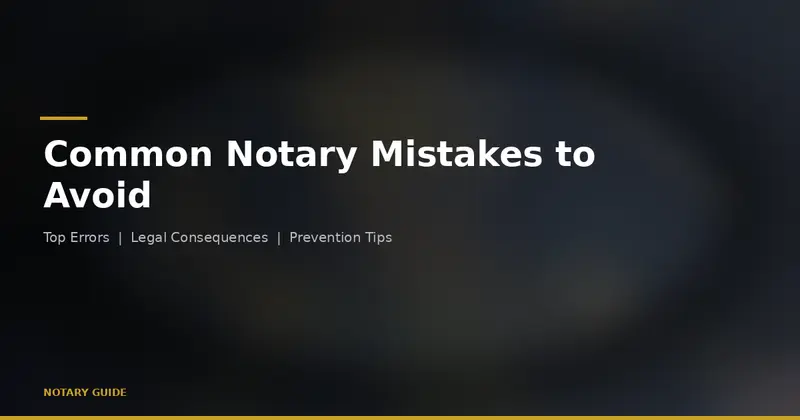 Common Notary Mistakes: hero image showing a shield with checkmark icon and warning triangle with the Notary Guide brand