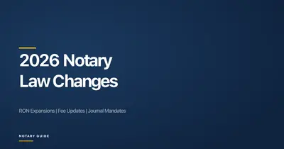 2026 Notary Law Changes: hero image showing legislative document icon with the Notary Guide brand