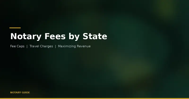 Notary Fees by State: hero image showing a map icon with dollar sign and the Notary Guide brand