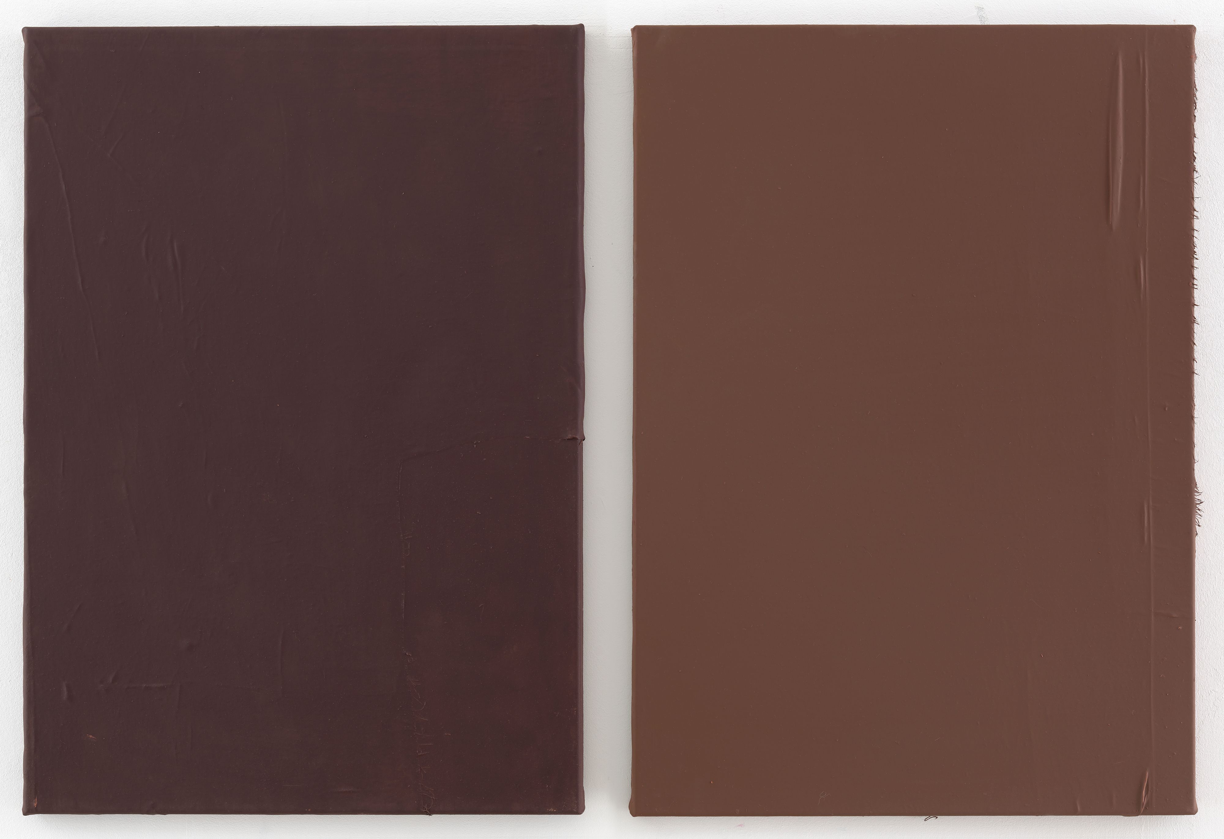 Two rectangular canvases in different solid shades of brown