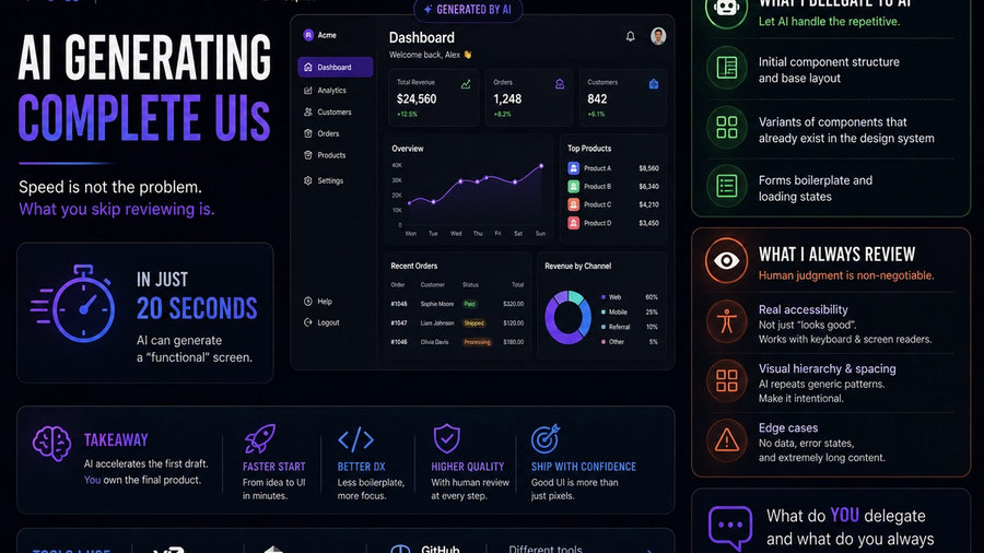 AI Generating Full UIs: What I Delegate and What I Always Review by Hand