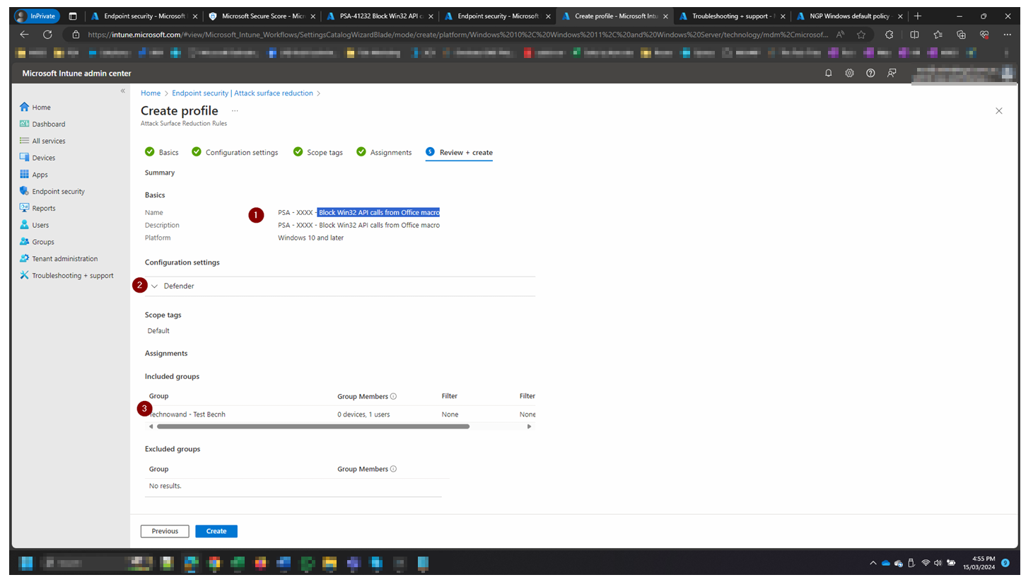 Review and create the policy