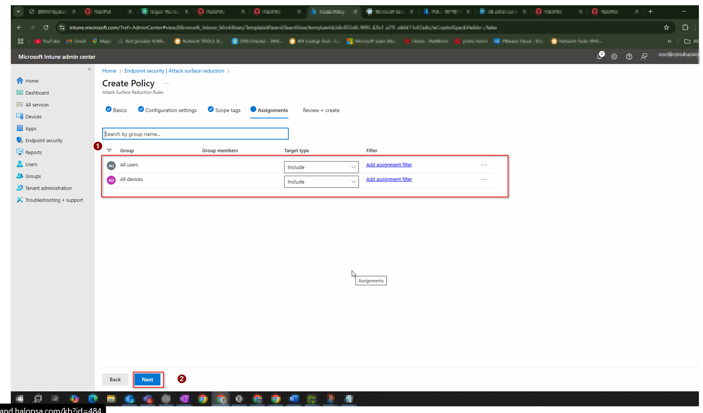 Assign the Policy to All Users and All Devices