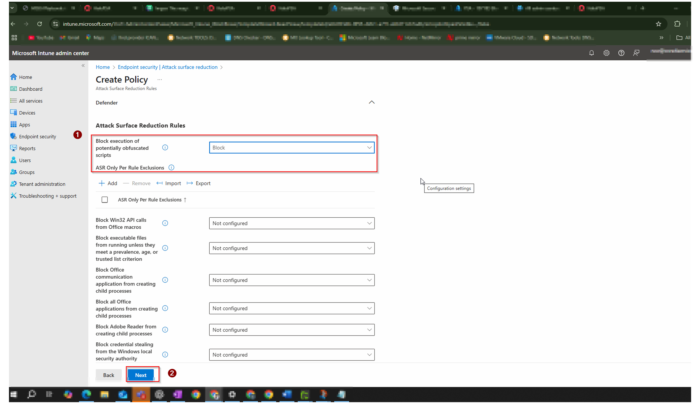 Set Block Execution of Potentially Obfuscated Scripts to Block