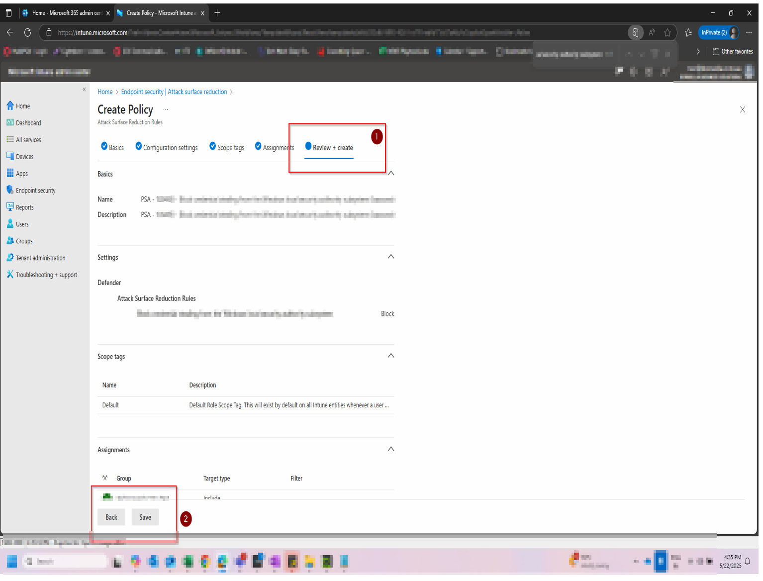 Review + Create