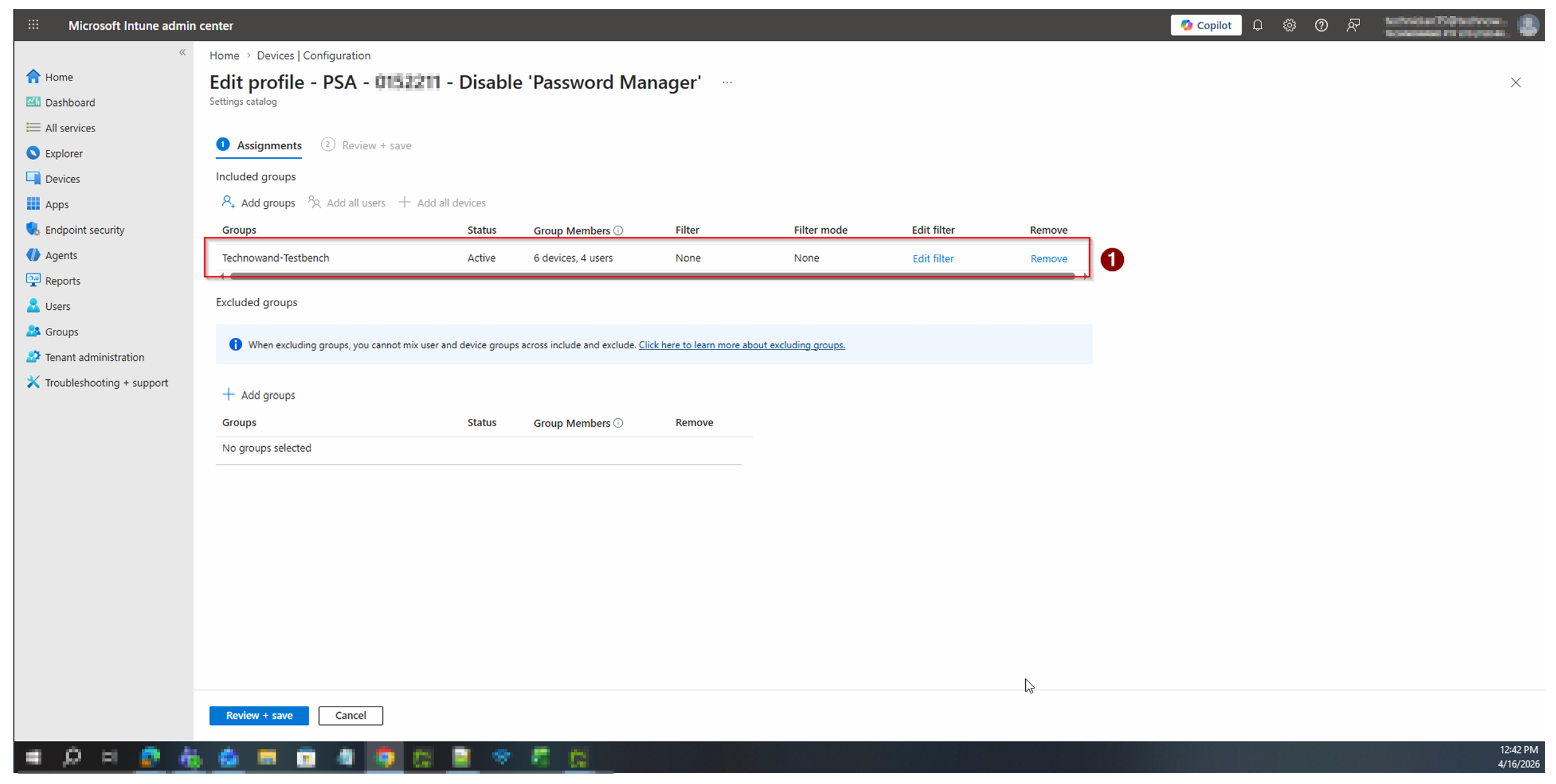Assign the policy to a device group
