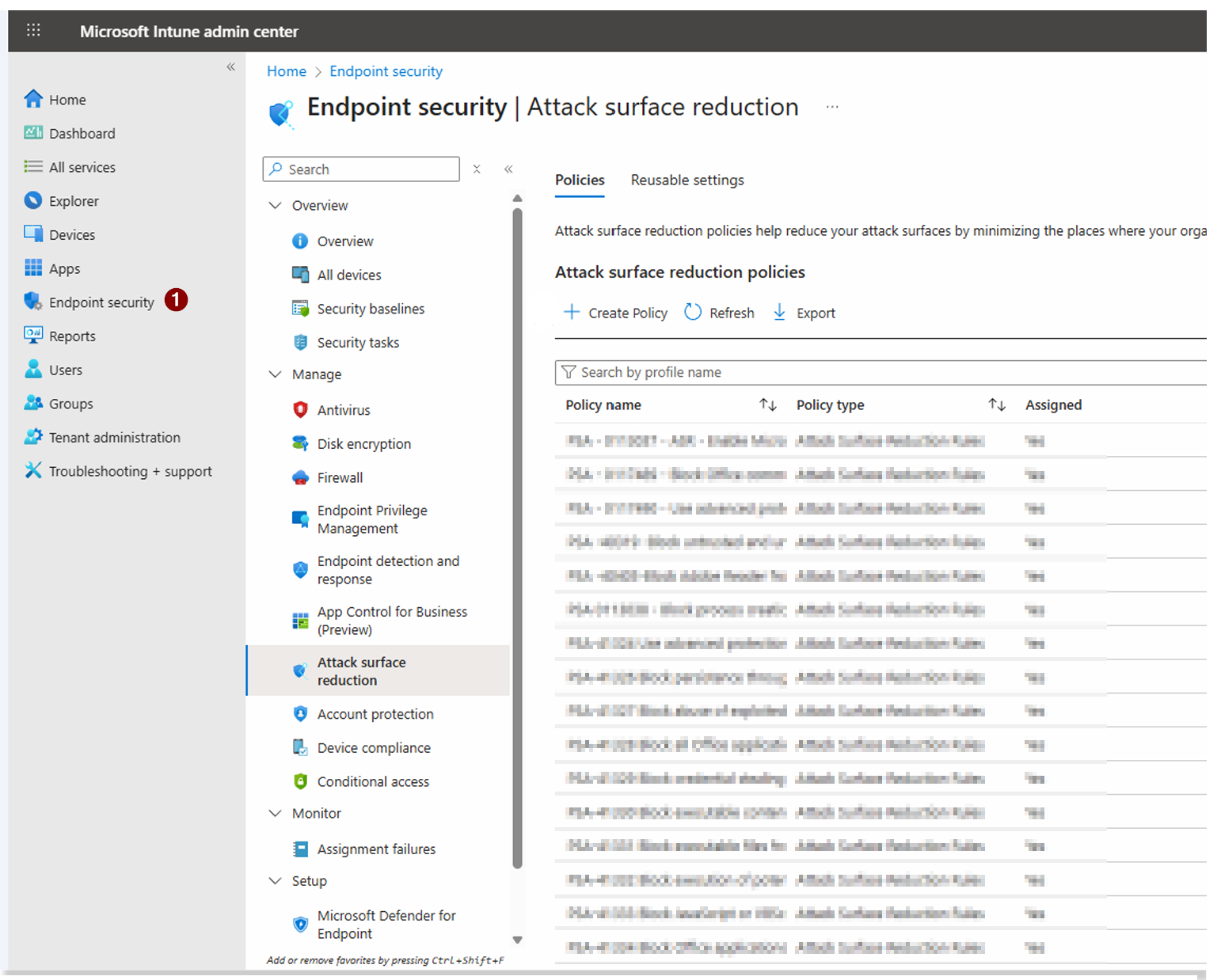 Navigate to Attack Surface Reduction rules