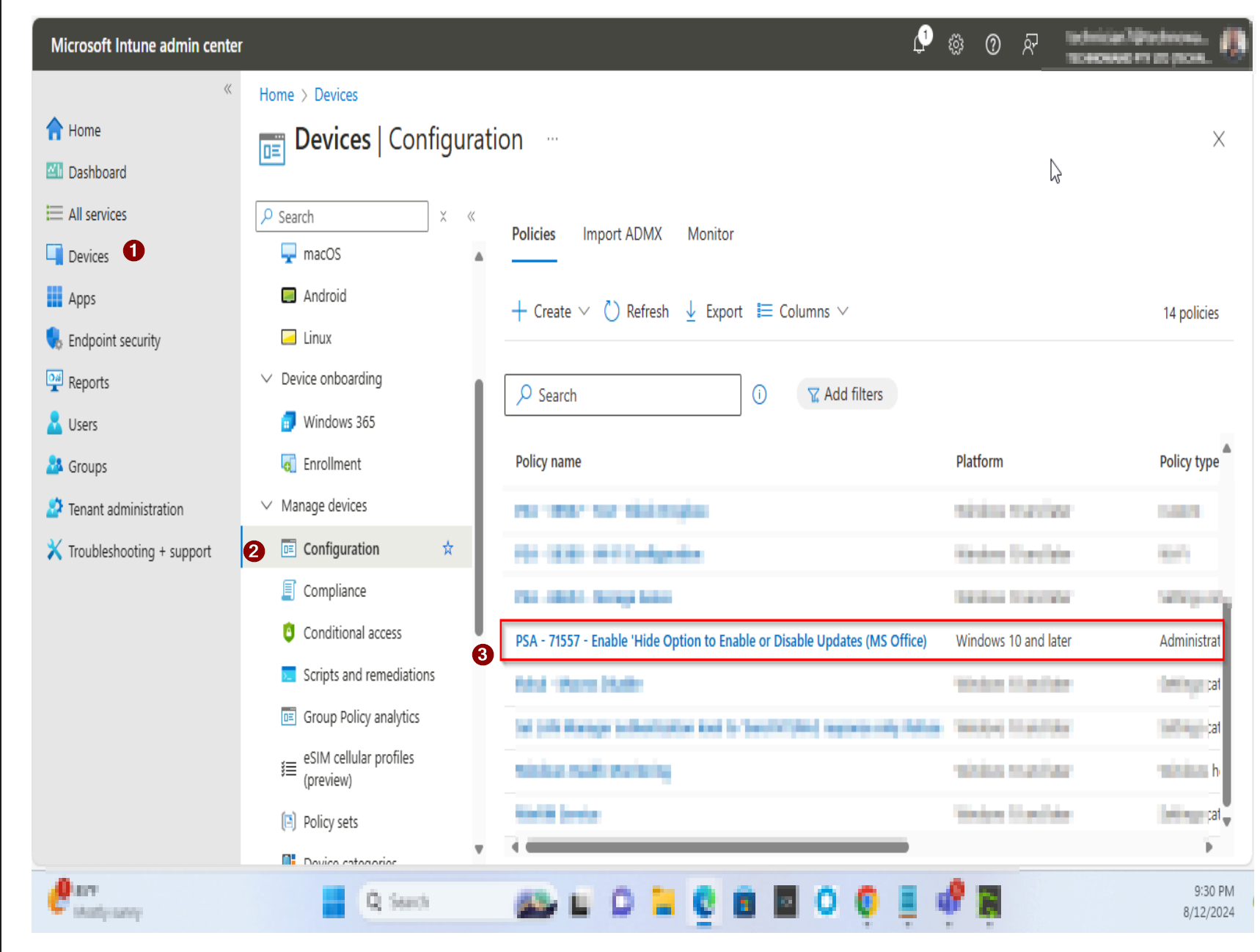 Assign the profile and create