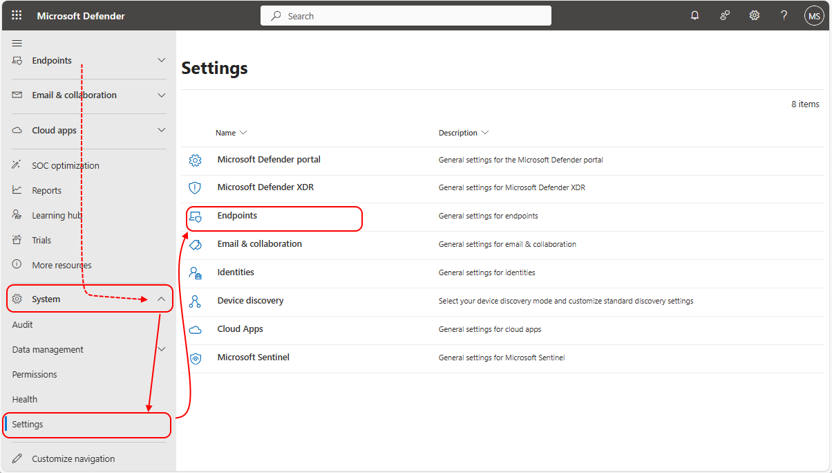 Open the Microsoft Defender portal
