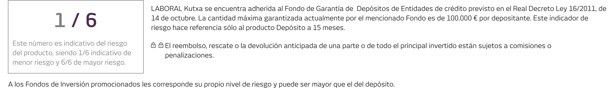 Indicador riesgo fondo-deposito