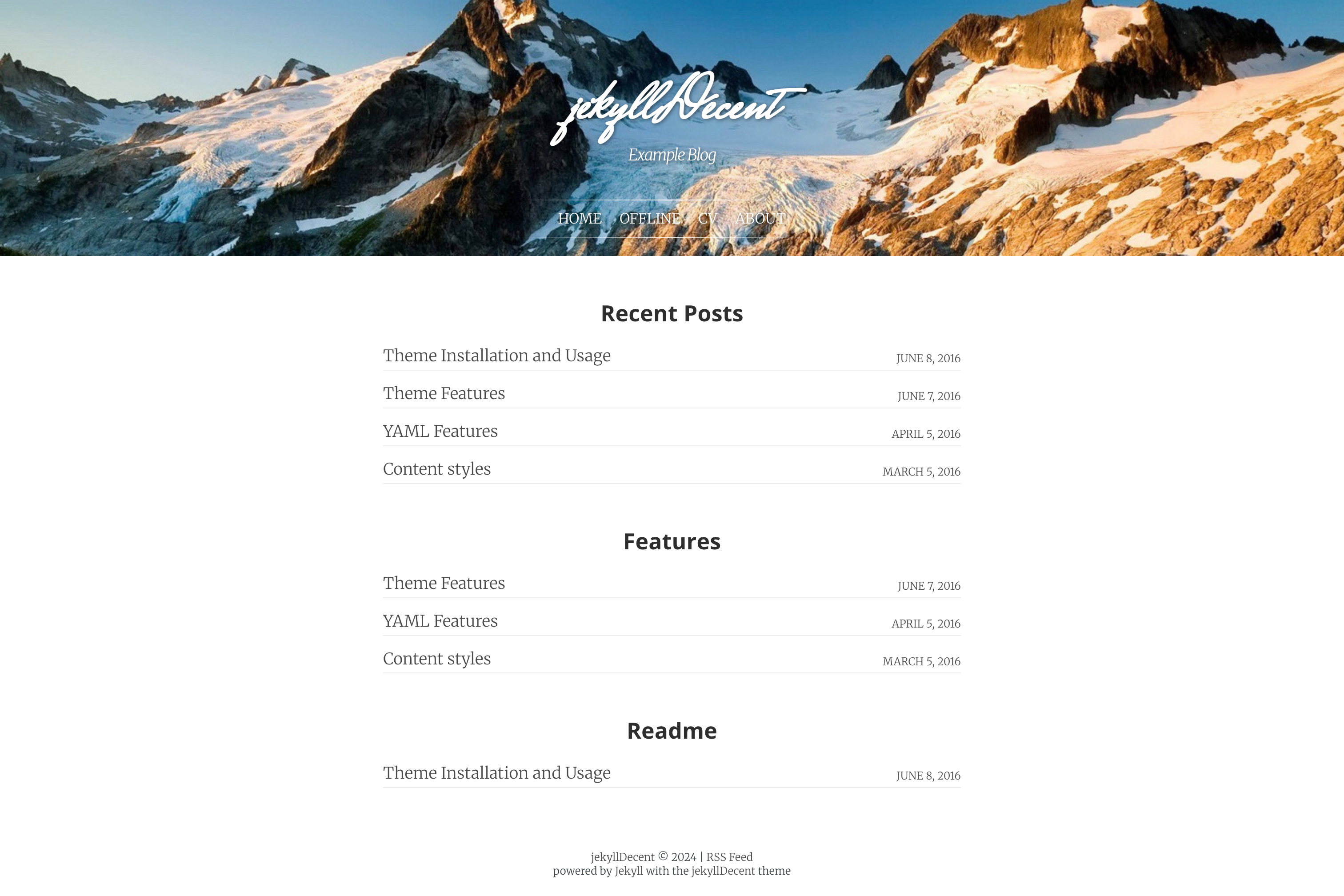 jekyllDecent screenshot | ATemplate.com
