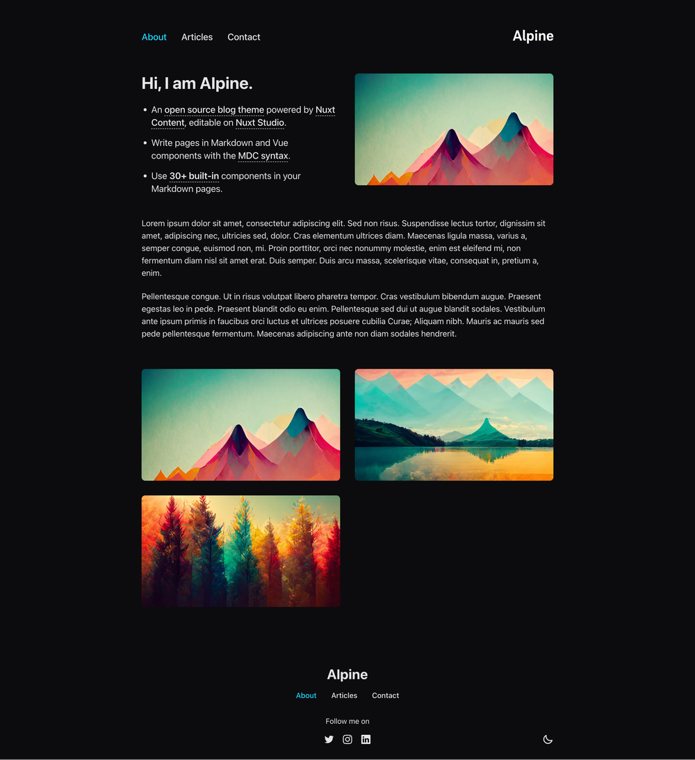 Alpine screenshot | ATemplate.com