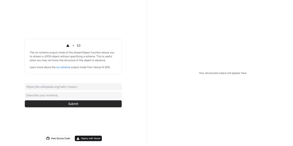 No Schema Output Mode screenshot | ATemplate.com