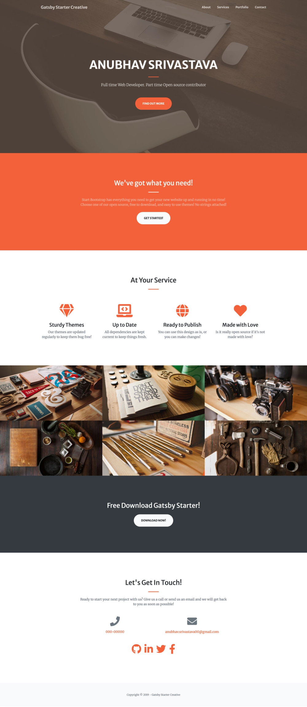 gatsby-starter-creative screenshot | ATemplate.com