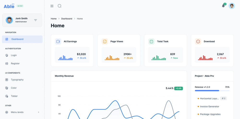image of Able Pro Free Admin Template