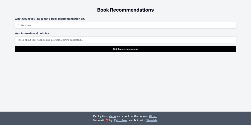 BookRecs screenshot | ATemplate.com