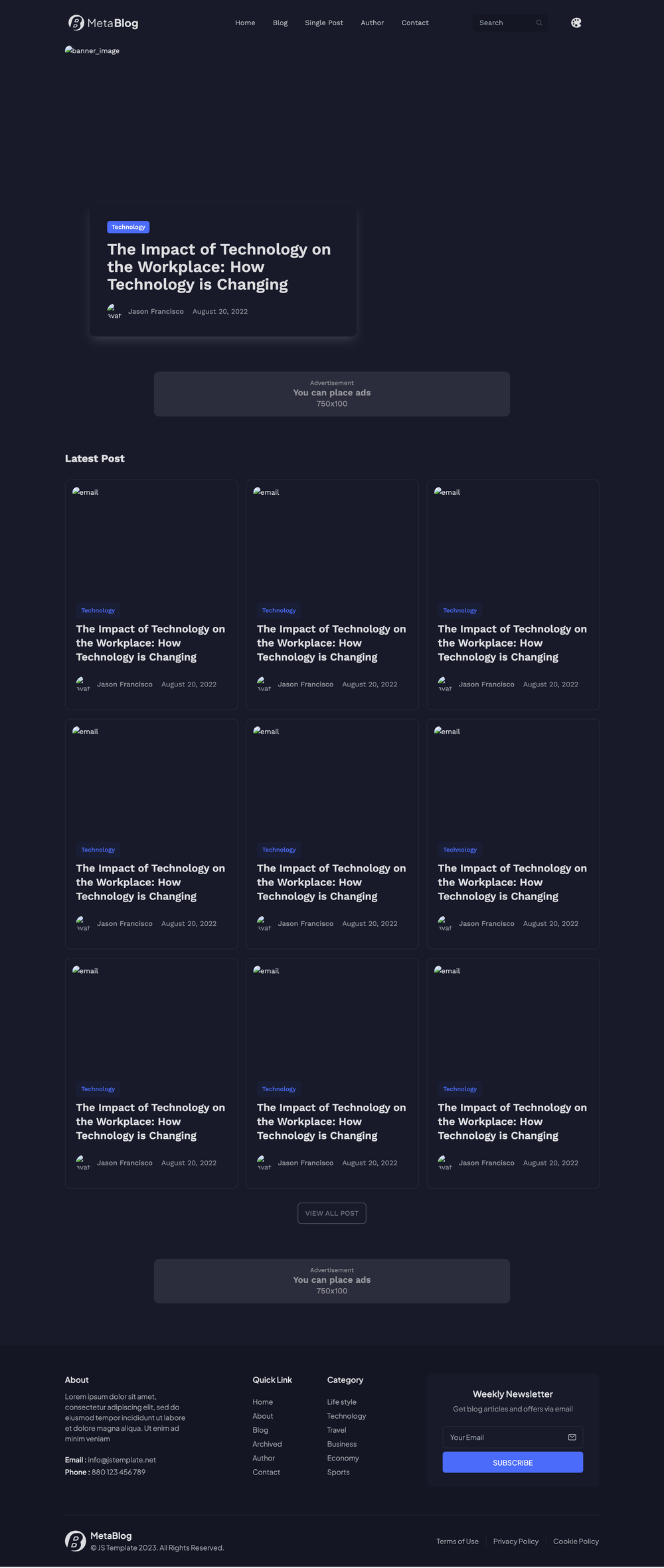 metablog-free screenshot | ATemplate.com