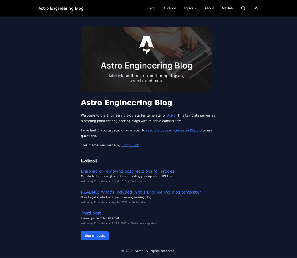 astro-engineering-blog screenshot | ATemplate.com