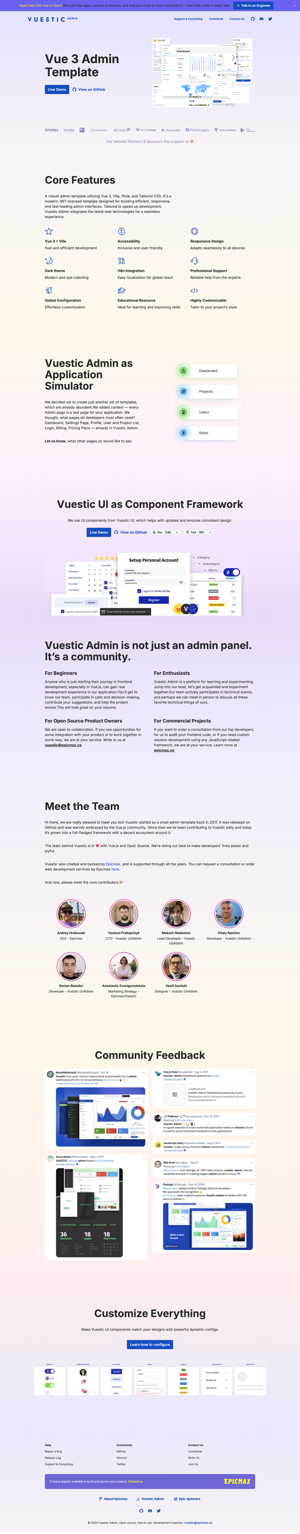 Vuestic Admin screenshot | ATemplate.com