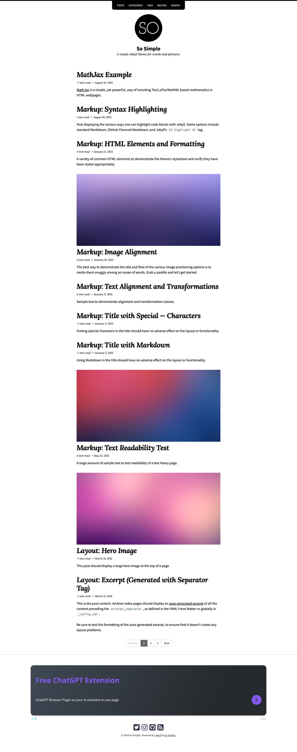 So Simple Jekyll Theme screenshot | ATemplate.com