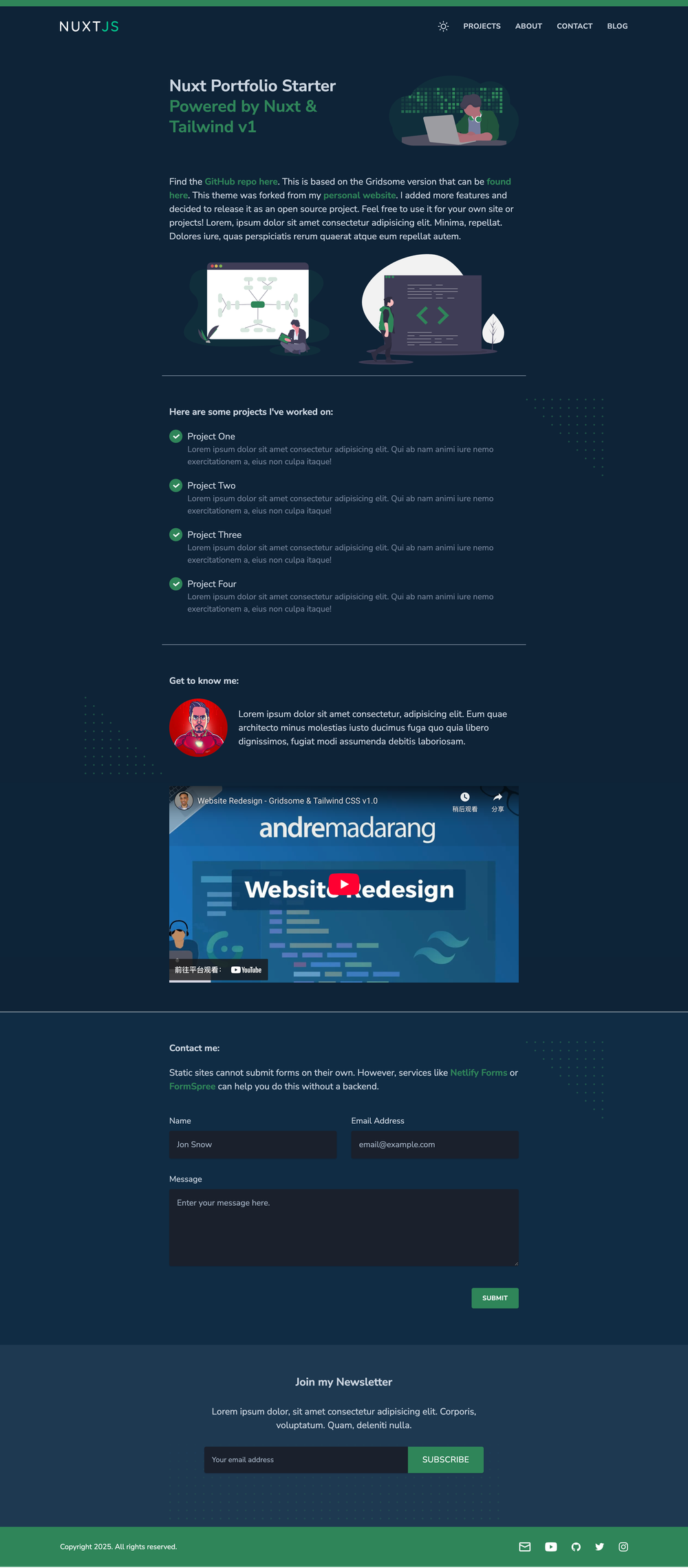 Nuxt Portfolio Starter screenshot | ATemplate.com
