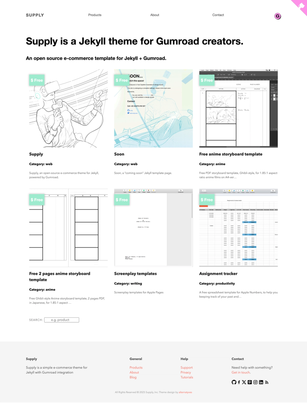Supply screenshot | ATemplate.com