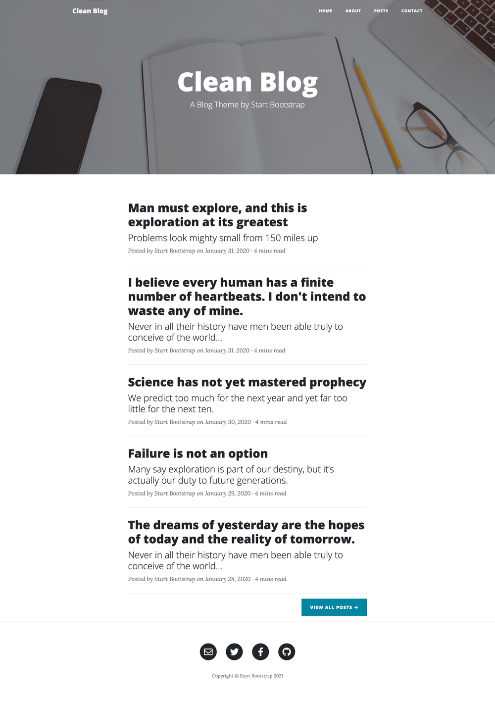 startbootstrap-clean-blog-jekyll screenshot | ATemplate.com