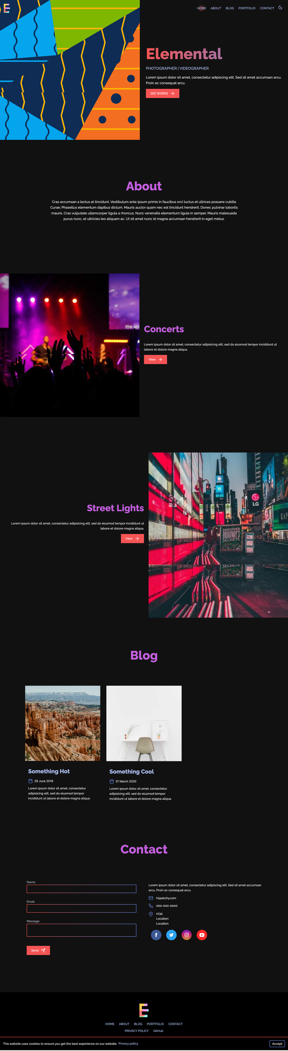 gatsby-starter-elemental screenshot | ATemplate.com