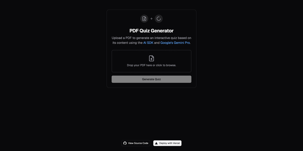 PDF to Quiz Generator screenshot | ATemplate.com