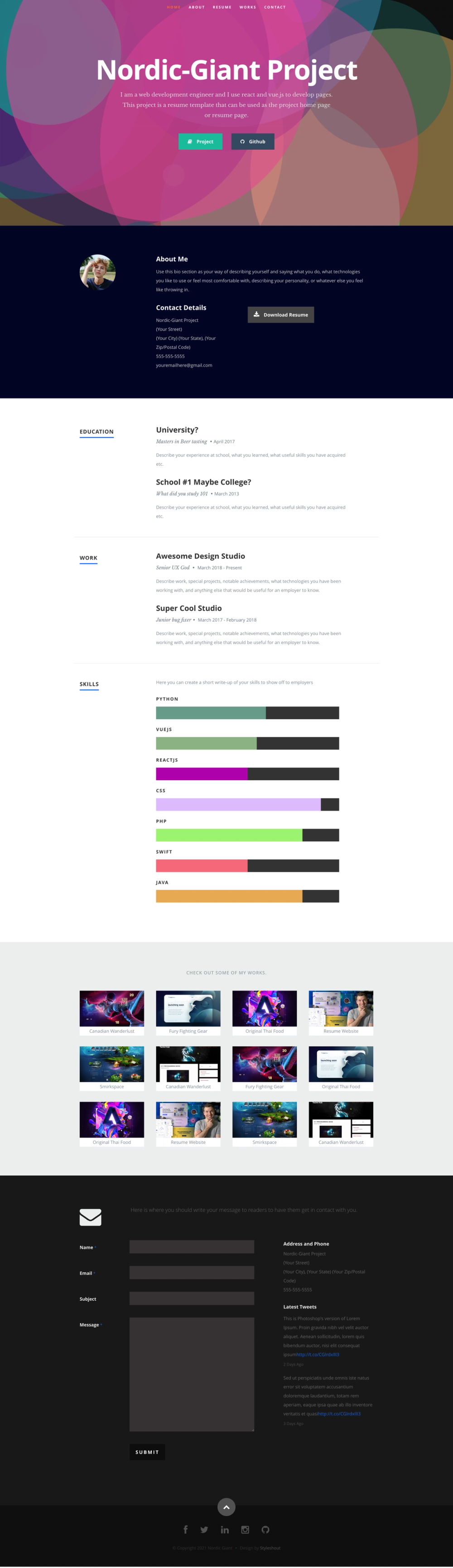 React Nice Resume screenshot | ATemplate.com