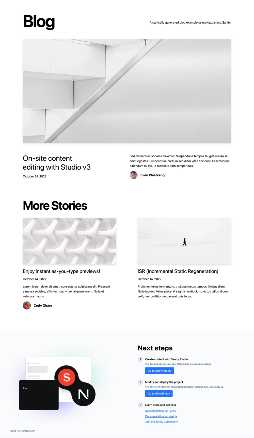 nextjs-blog-cms-sanity-v3 screenshot | ATemplate.com