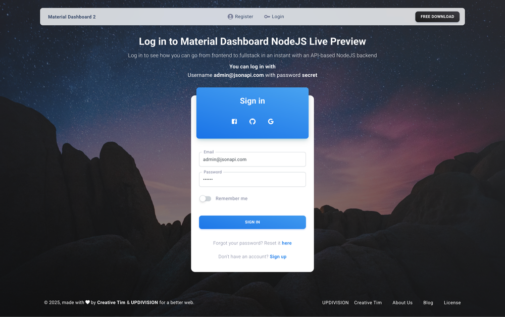 Material Dashboard 2 React screenshot | ATemplate.com