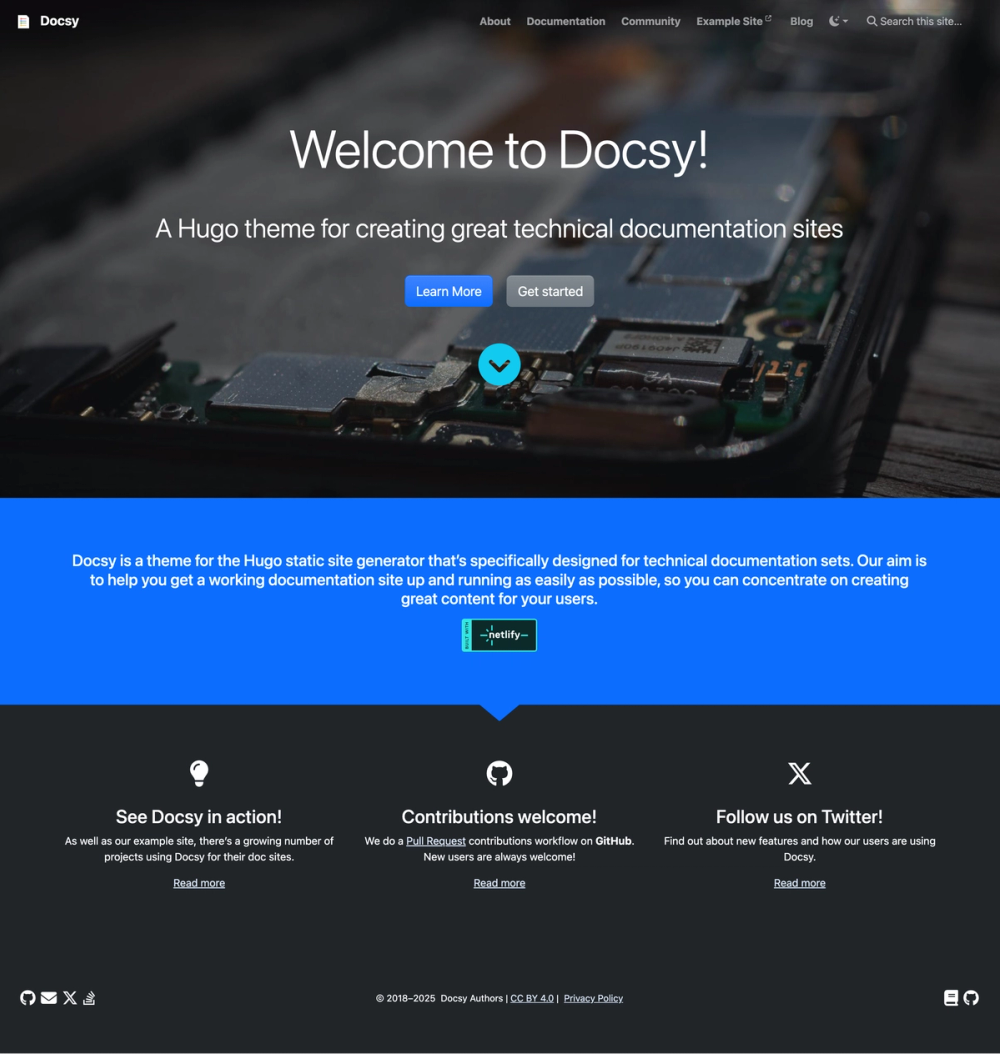Docsy screenshot | ATemplate.com