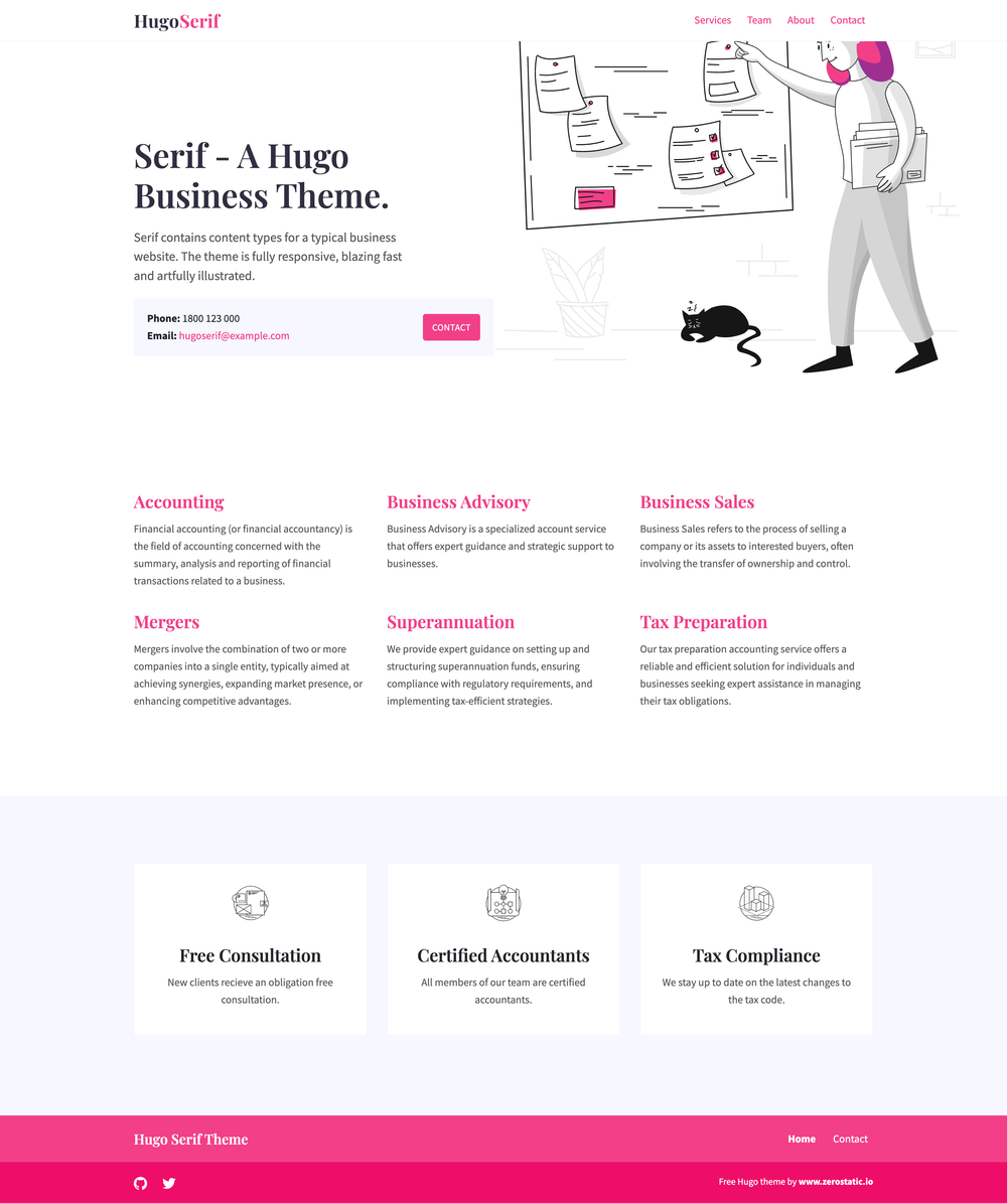 hugo-serif-theme screenshot | ATemplate.com