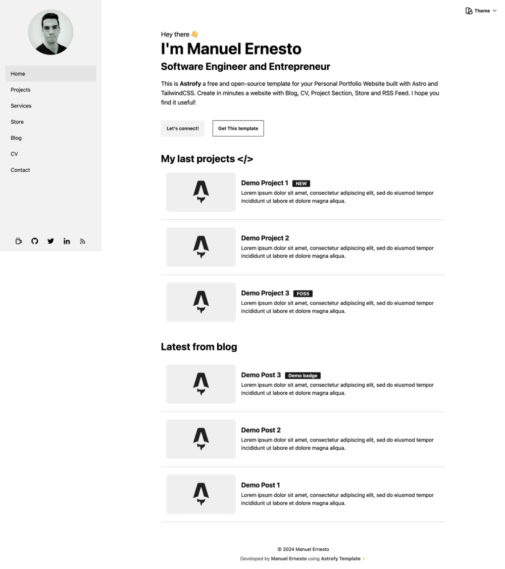 Astrofy screenshot | ATemplate.com
