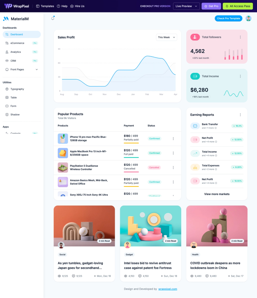 MaterialM-Tailwind-Nextjs-Free screenshot | ATemplate.com