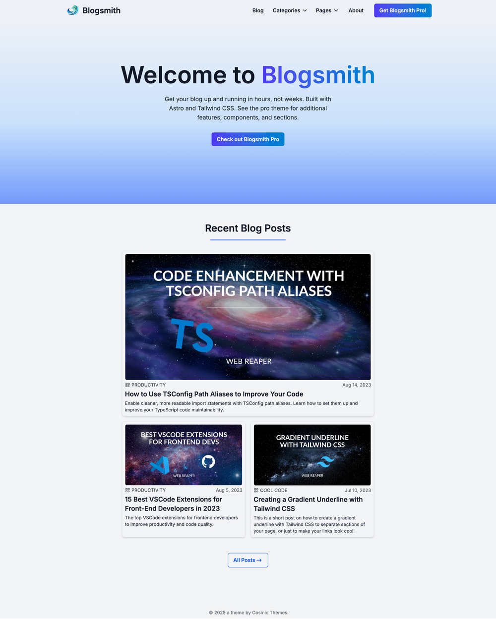 Blogsmith Free screenshot | ATemplate.com