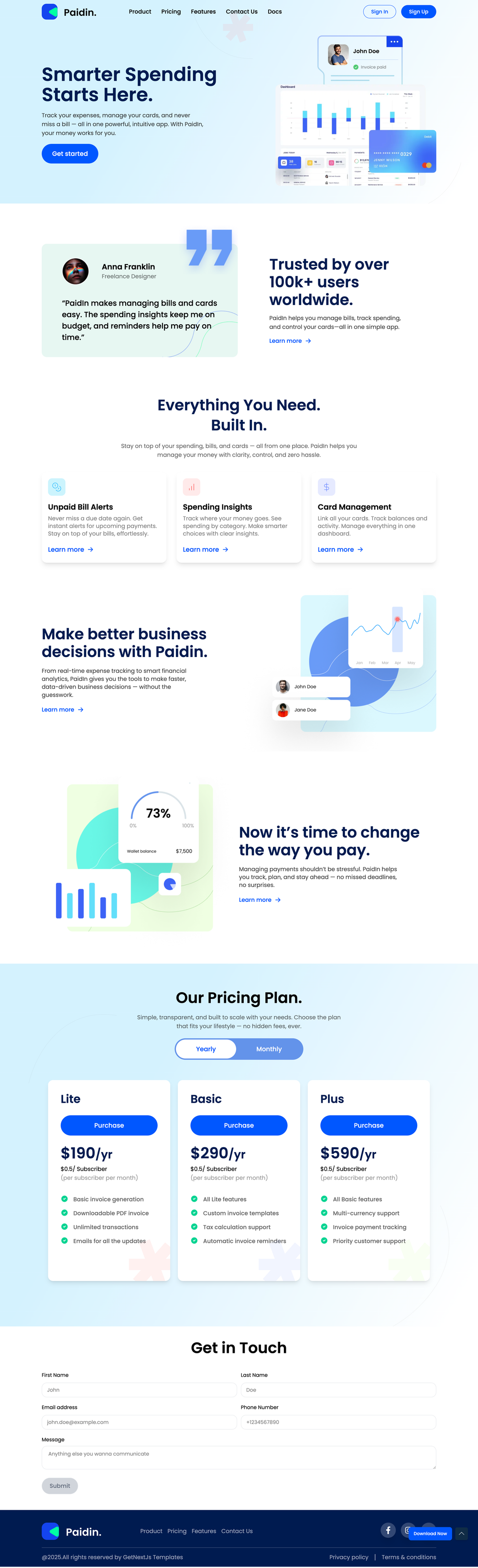 paidin-tailwind-nextjs-free screenshot | ATemplate.com
