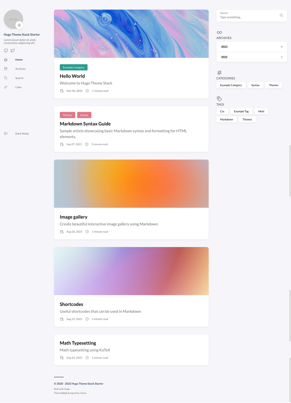 Hugo Theme Stack screenshot | ATemplate.com