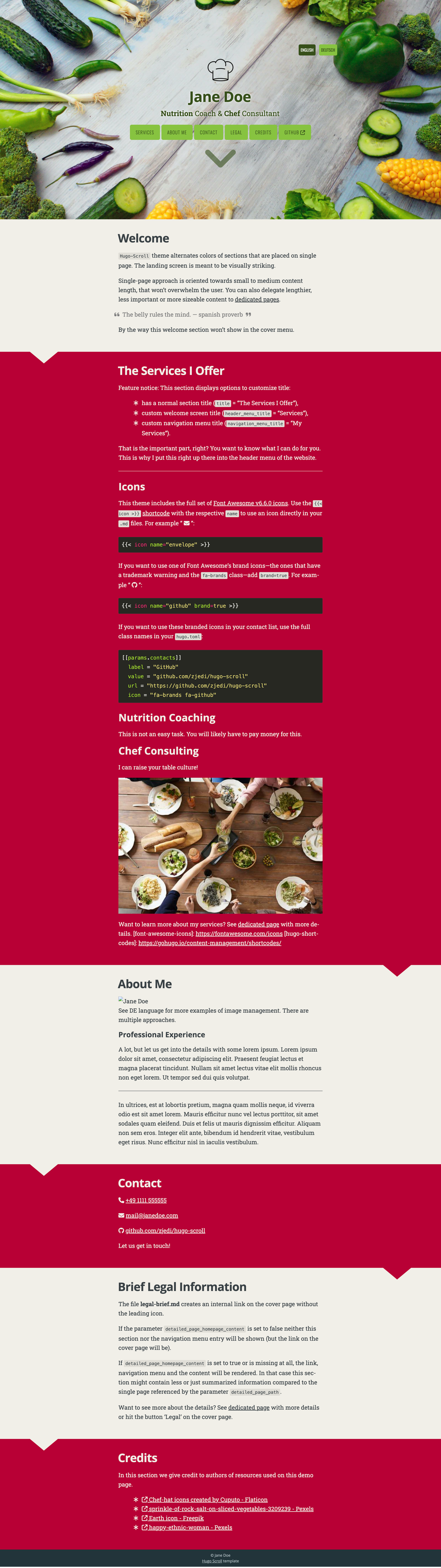 Hugo Scroll screenshot | ATemplate.com