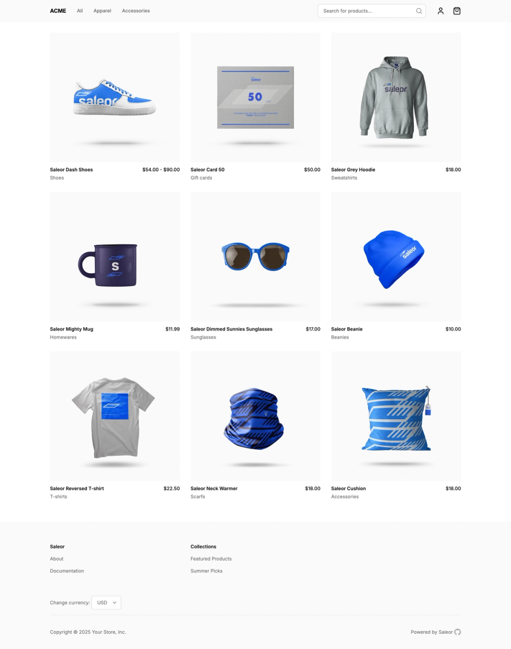 Saleor Storefront screenshot | ATemplate.com