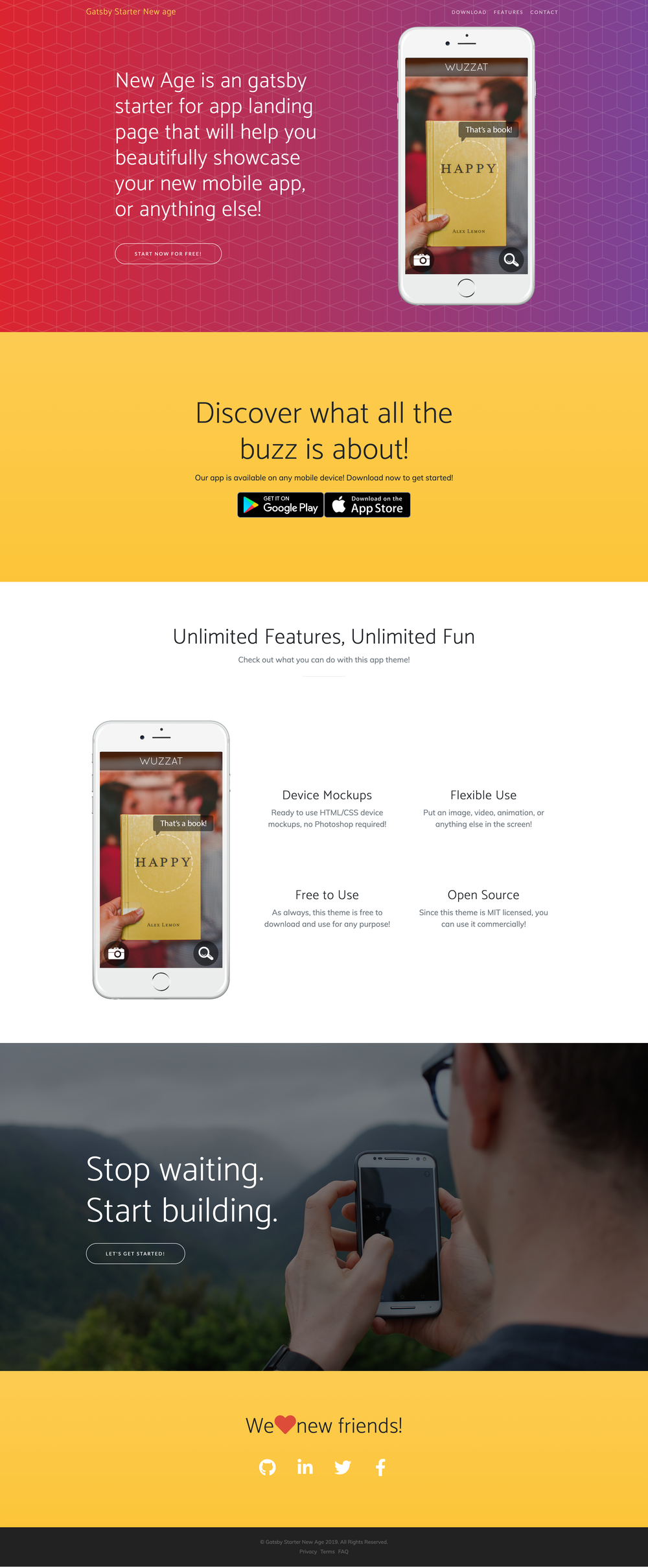 gatsby-starter-newage screenshot | ATemplate.com