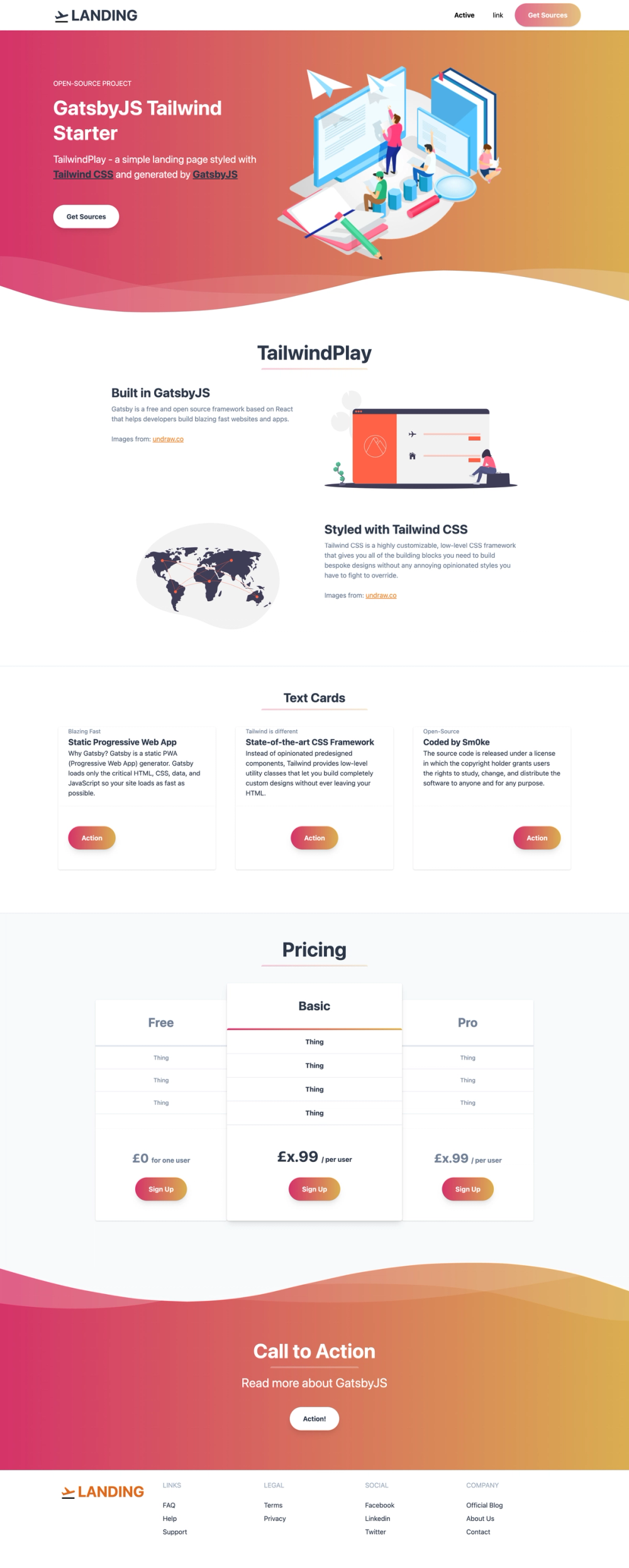GatsbyJS Tailwind Starter screenshot | ATemplate.com