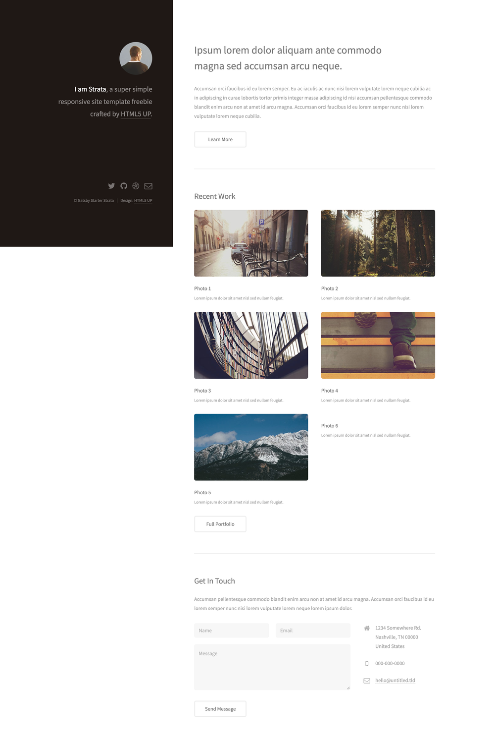 gatsby-starter-strata screenshot | ATemplate.com