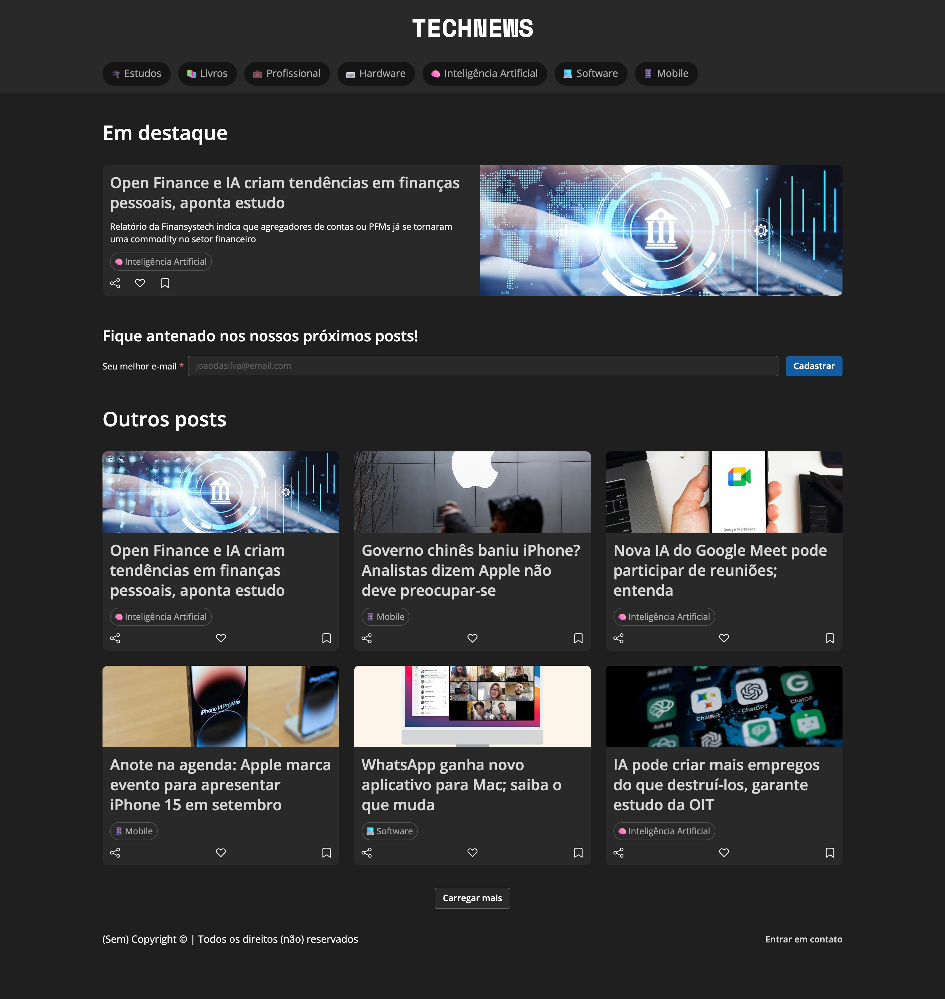 Technews screenshot | ATemplate.com