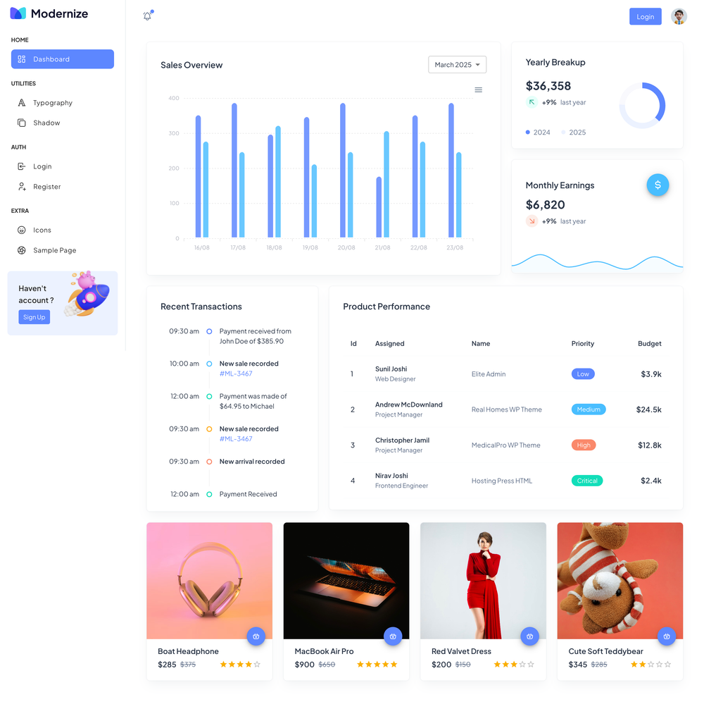 Modernize-Nextjs-Free screenshot | ATemplate.com